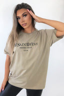 Stone Slogan Printed Oversized Tee