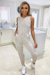 Stone Tie Waist Sleeveless Jumpsuit