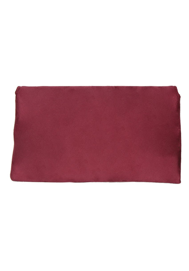Suede Burgundy Clutch with Gold Detail