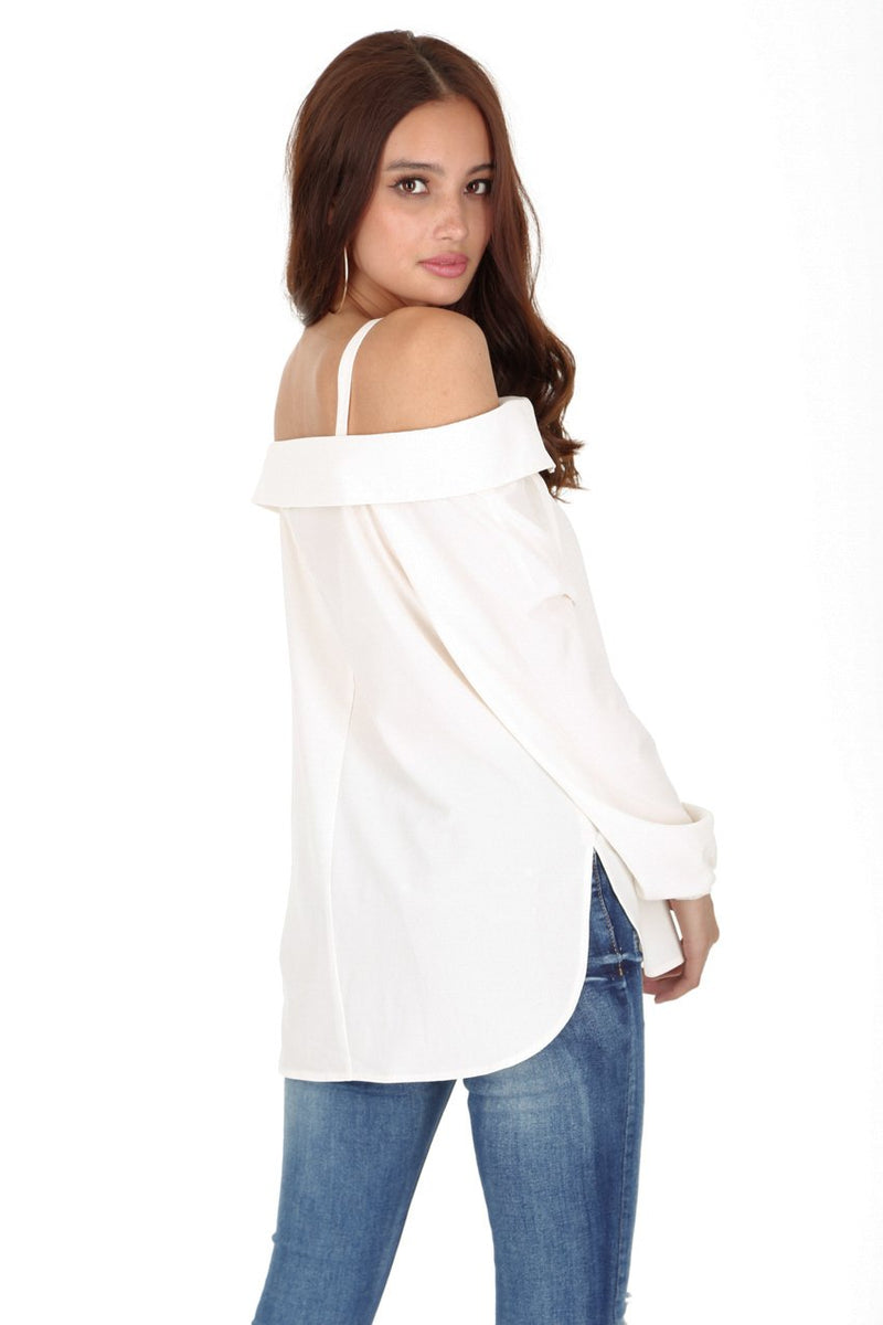 Cream Cold Shoulder Top