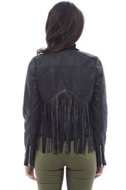 Cropped Leather Tassel Jacket