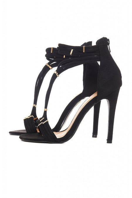Black T-Bar Suede Heels