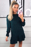 Teal Frill Hem Shift Dress