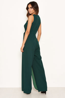 Teal Knot Front Wide Leg Jumpsuit
