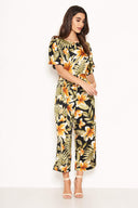 Tropical Print Belted Jumpsuit