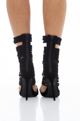 Faux Suede Multi Strap Heels