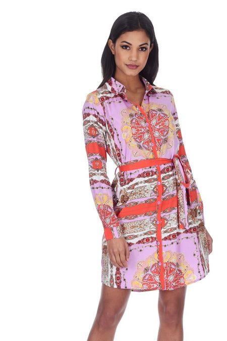 Lilac Patterned Shirt Dress