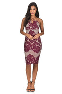 Wine Crochet Strappy Midi Dress