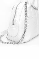 White Croc Mini Bag With Silver Chain Strap