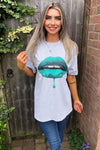 Grey Green Lips T-Shirt