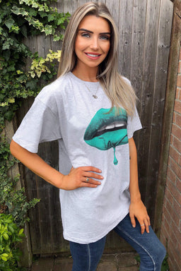 Grey Green Lips T-Shirt
