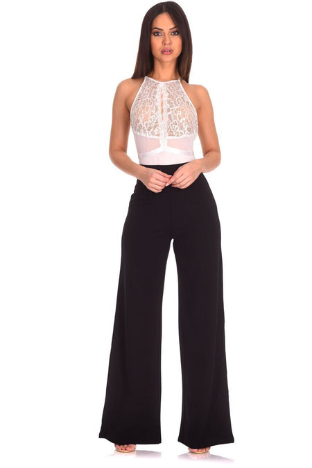 White Lace Mesh Open Back Bodysuit