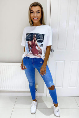 White Living The Dream Oversized T-Shirt