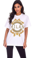 White Milan Slogan T-Shirt