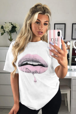White Pink Lip T-Shirt