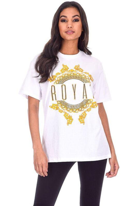 White Royal Slogan T-Shirt