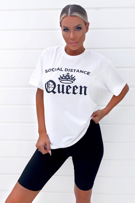 White Social Distance Queen Tee