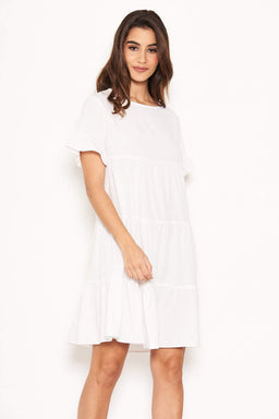 White Tiered Frill Dress