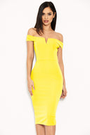 Yellow Bardot Bodycon Dress