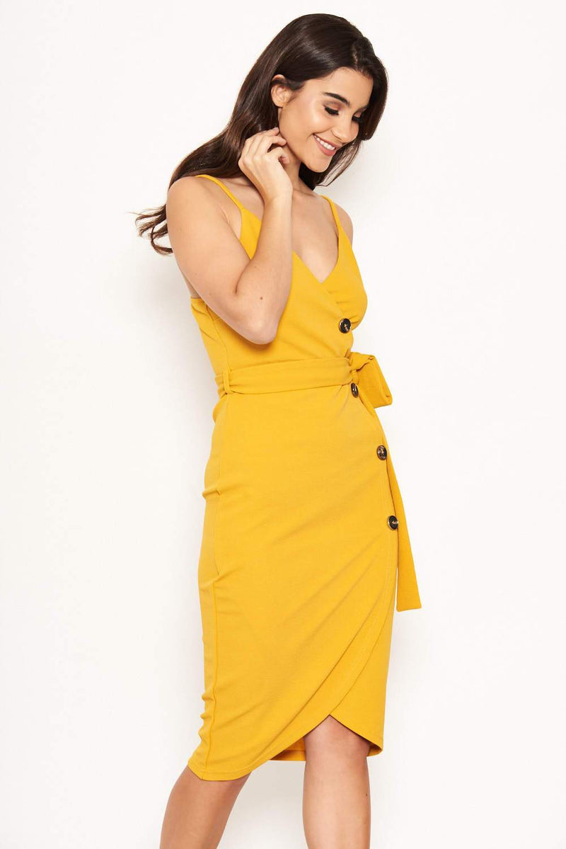 Yellow Button Front Detail Dress