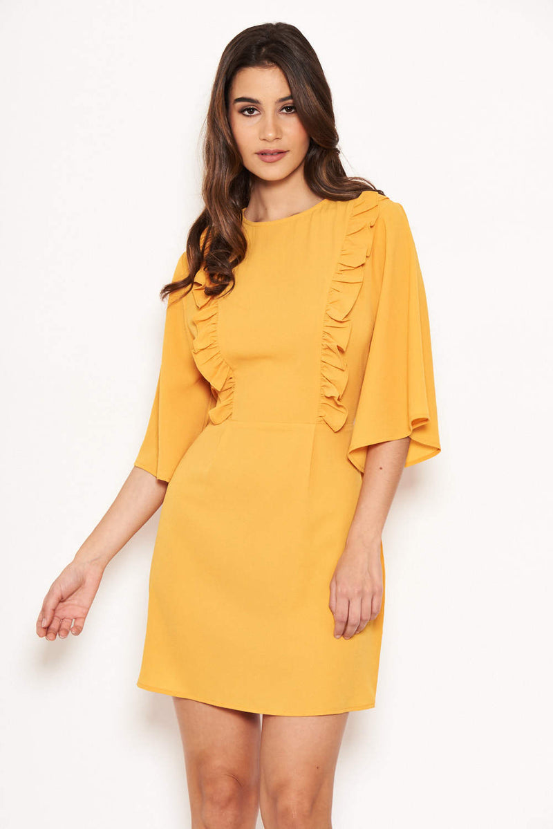 Yellow Frill Front Dress