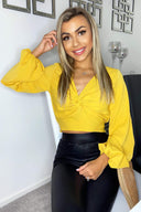 Yellow Front Knot Crop Top