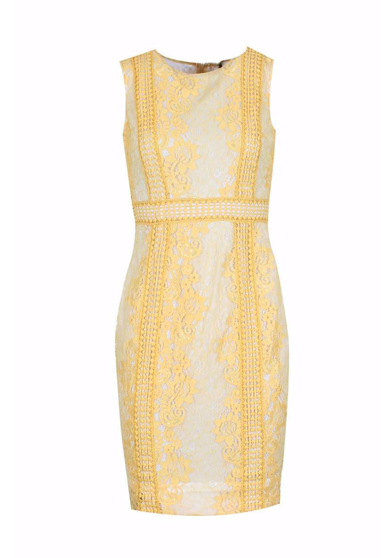Yellow Lace Bodycon Dress