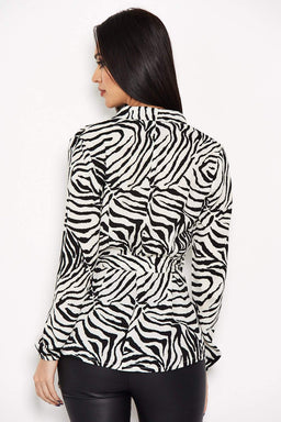 Zebra Printed Tie Waist Top