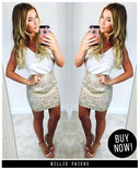 2 in 1 Floral Metallic Dress