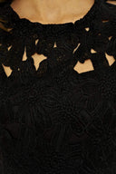Black Capped Sleeve  Crochet  Dress