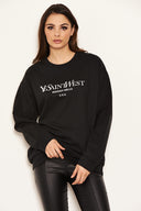 Black Slogan Printed Sweatshirt