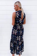 Black Paisley Frill Maxi Dress