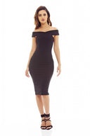 Black Midi Dress with Cross-Front detail