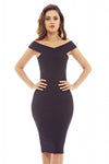 Black Midi Dress with Cross-Front detail