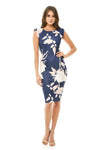 Navy Printed Midi Dress