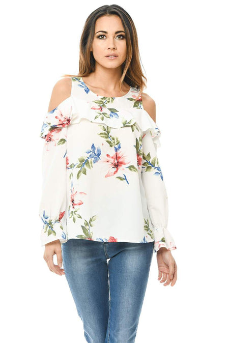 Frill Printed Blouse