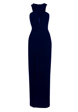Navy Maxi Dress With Thigh High Split