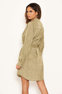 Khaki Love Heart Spotty Shirt Dress