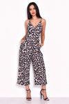 Animal Print V-Neck Jumpsuit