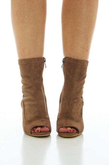 Mocha Boots with Cut-Out Heels