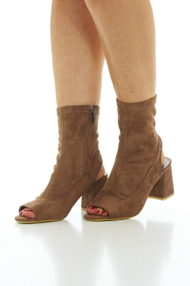 Mocha Boots with Cut-Out Heels