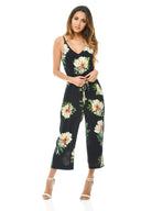 Navy Floral Printed Culotte Jumpsuit