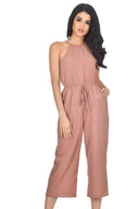 Mink High Neck Culotte Jumpsuit