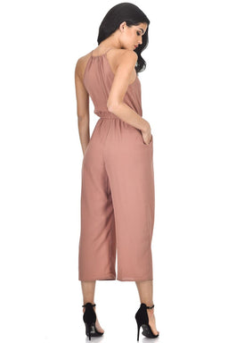 Mink High Neck Culotte Jumpsuit
