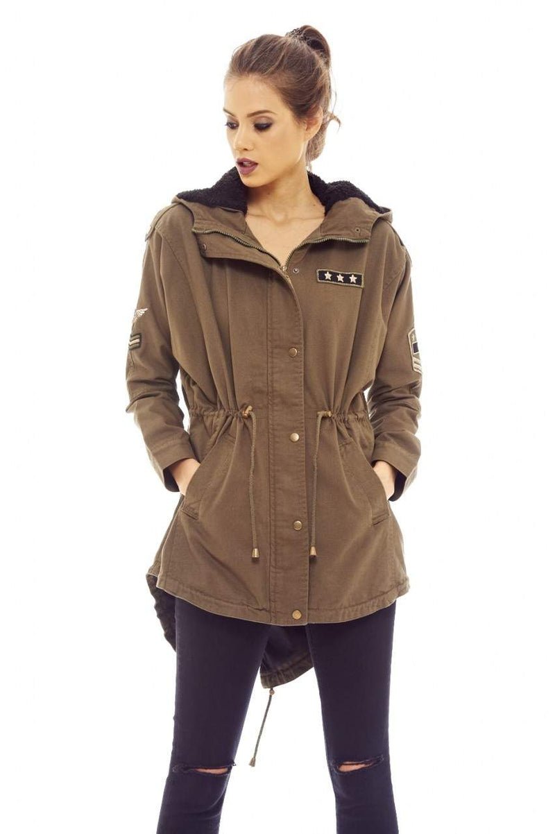 Khaki Parka Jacket with Hood