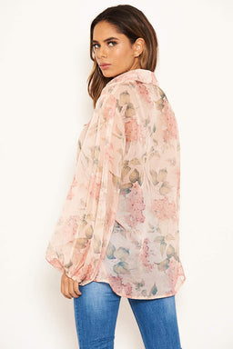 Pink Floral Sheer Shirt
