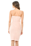 Pink Wrap Front Suede Dress