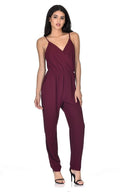 plum wrap over front jumpsuit