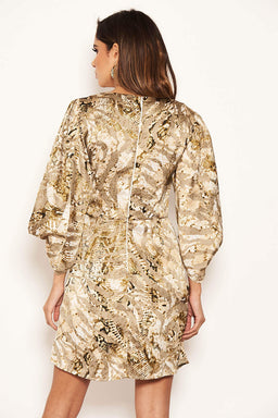 Grey Printed Batwing Shift Dress