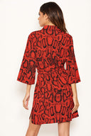 Red Snake Print Shirt Dress